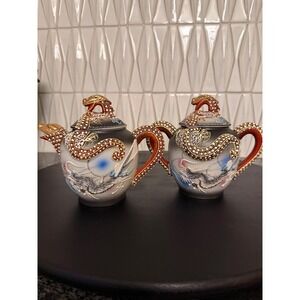 Vintage Dainan Dragonware Moriage Hand Painted Creamer and Sugar Set